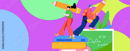 Education and learning people flat vector concept hand drawn illustration
