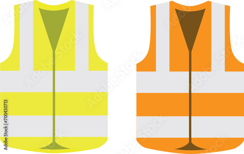 Safety jacket security icon. Life vest yellow visibility fluorescent work jacket