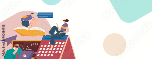 Education and learning people flat vector concept hand drawn illustration
