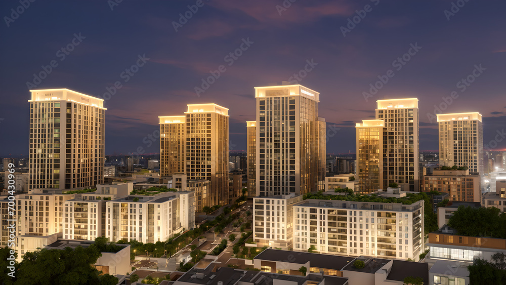 Modern metropolis, city skyline, urban architecture Modern metropolis, city skyline, urban architecture