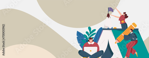 Education and learning people flat vector concept hand drawn illustration

