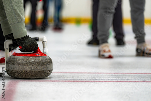 Curling rocks on ice 