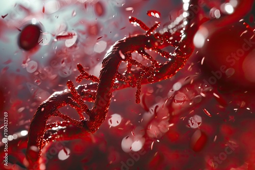 Medical DNA combines with blood photo