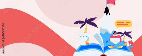 Education and learning people flat vector concept hand drawn illustration
