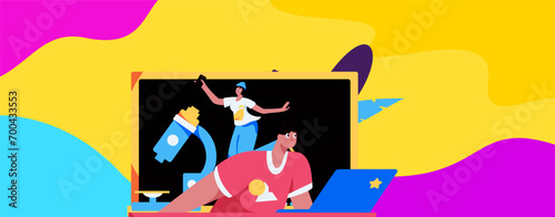 Education and learning people flat vector concept hand drawn illustration
