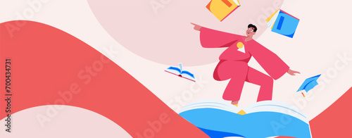 Education and learning people flat vector concept hand drawn illustration
