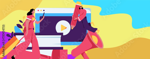 Education and learning people flat vector concept hand drawn illustration
