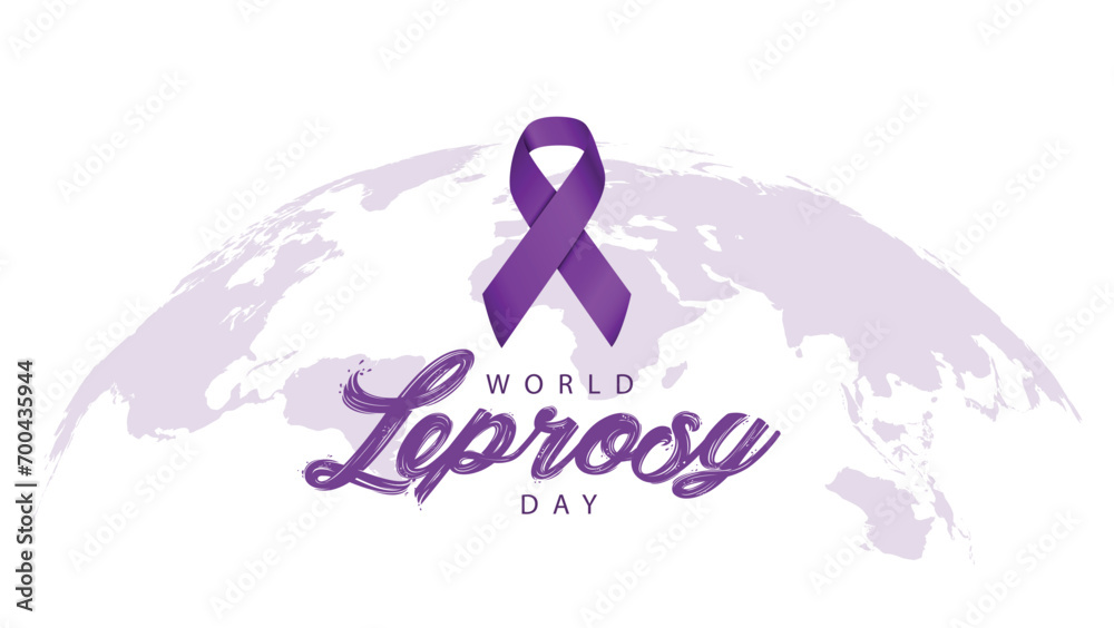 Fototapeta premium World leprosy day. Vector illustration of purple ribbon. Suitable for banners, web, social media, greeting cards etc