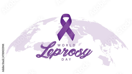 World leprosy day. Vector illustration of purple ribbon. Suitable for banners, web, social media, greeting cards etc