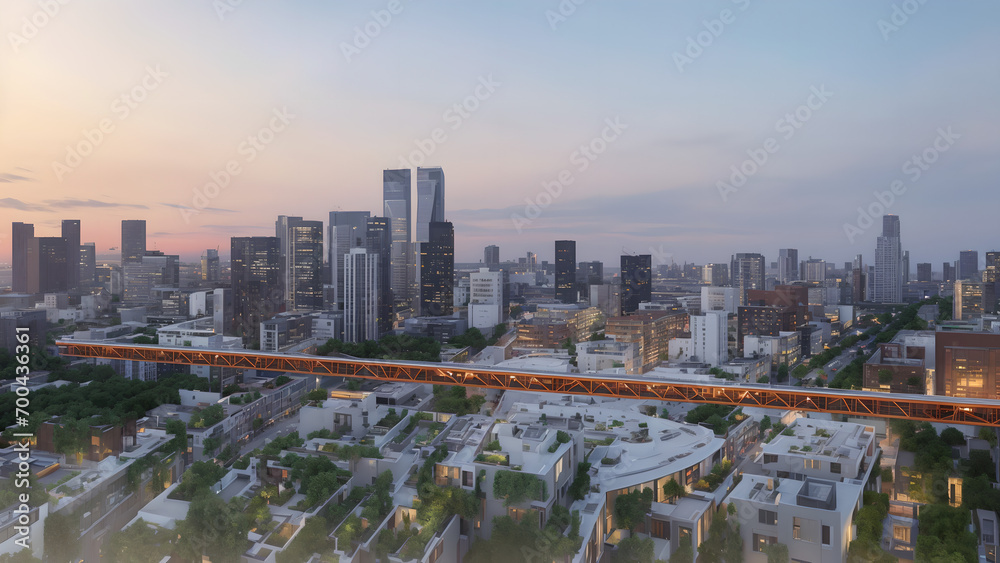 Fototapeta premium Modern metropolis, city skyline, urban architecture