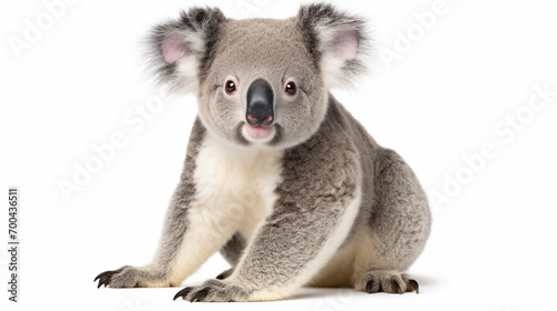 young koala, phascolarctos cinereus in front of white background. AI Generative photo
