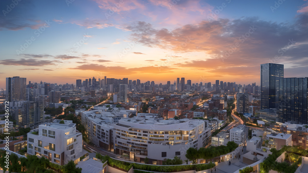 Modern metropolis, city skyline, urban architecture