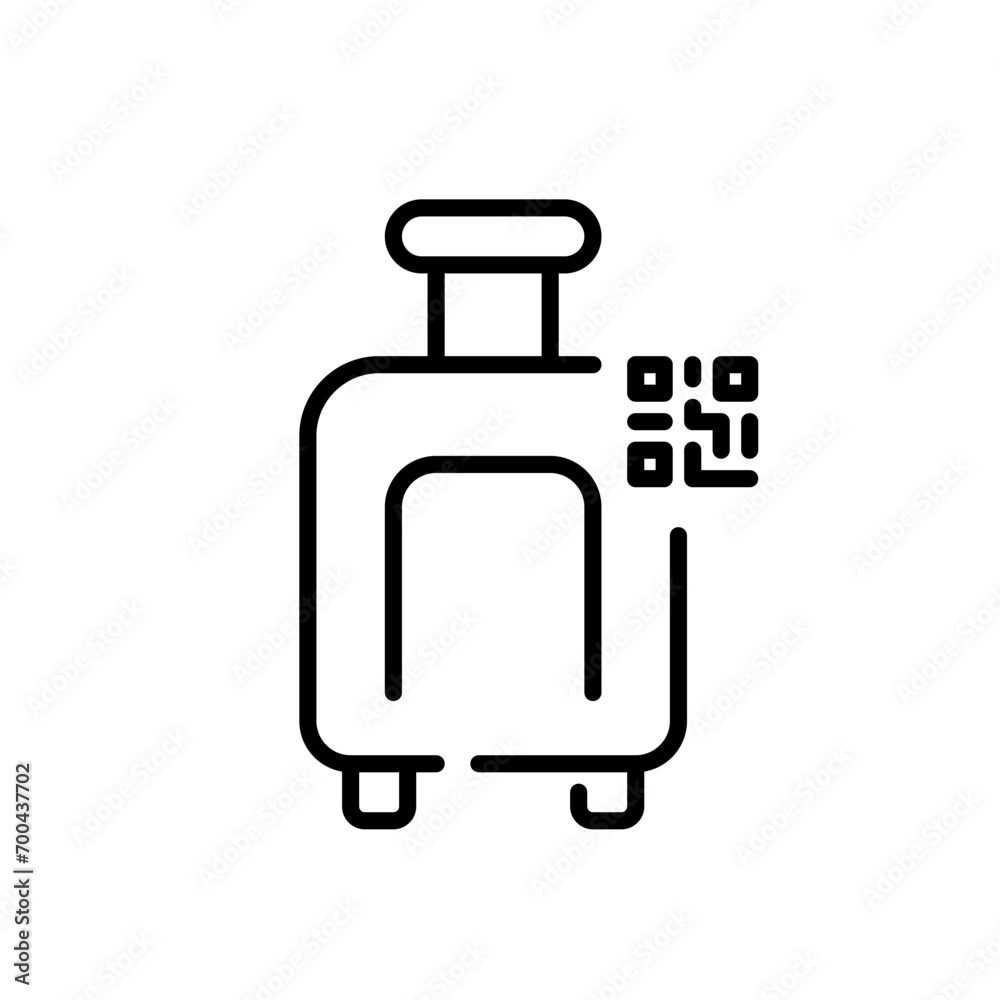Luggage and qr code. Automated baggage tracking. Pixel perfect, editable stroke icon Luggage and qr code. Automated baggage tracking. Pixel perfect, editable stroke icon