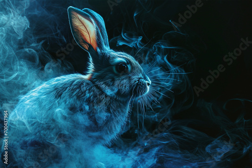 illustration of a painting like a rabbit in smoke style