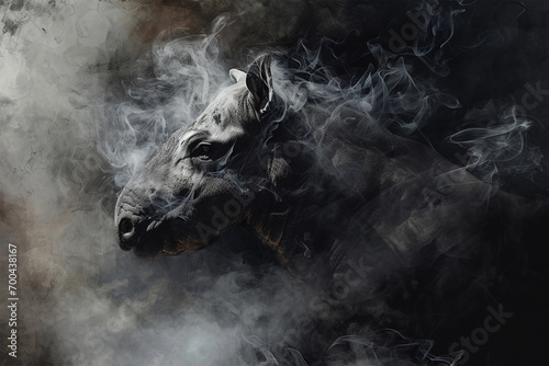 illustration of a painting like a tapir in smoke style photo