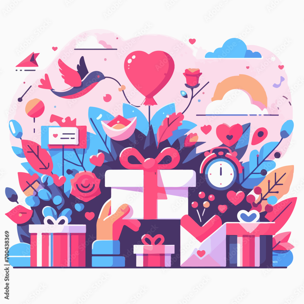 happy valentine day gift box with heart