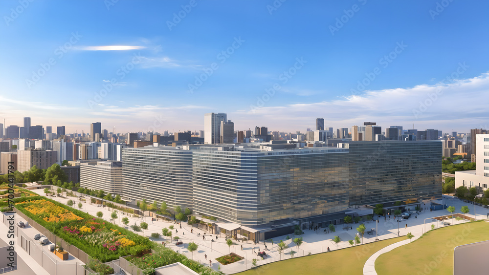 Fototapeta premium Modern metropolis, city skyline, urban architecture