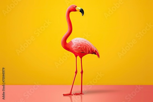 Elegant pink flamingo standing on gradient background © AdriFerrer