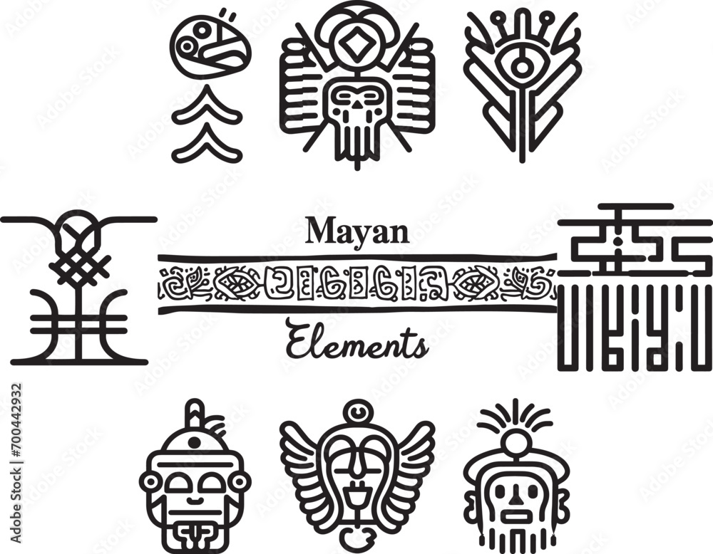 Mayan Elements Icons Set