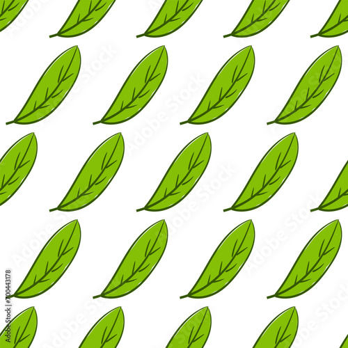 Seamless background of leaves painted by hand