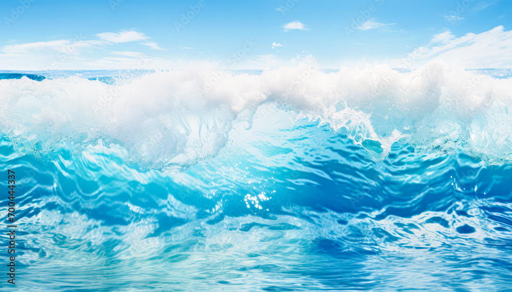 Azure Waves Crashing on Beach Under a Clear Blue Sky Azure Waves Crashing on Beach Under a Clear Blue Sky