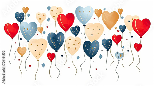 Balloons, confetti for Valentine's Day. Background for a greeting card on the day of love