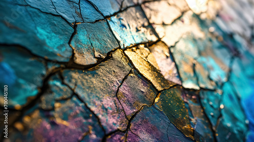 Cracked earth with colorful hues.