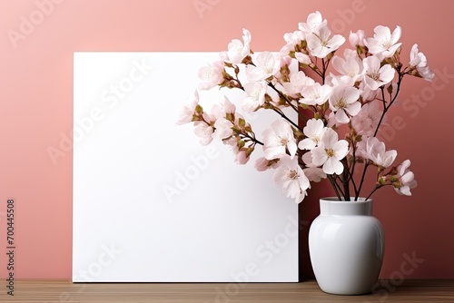 Pink flowers on a white background, Closeup, Empty place for inspirational text, lovely quote or positive sayings, AI generative.