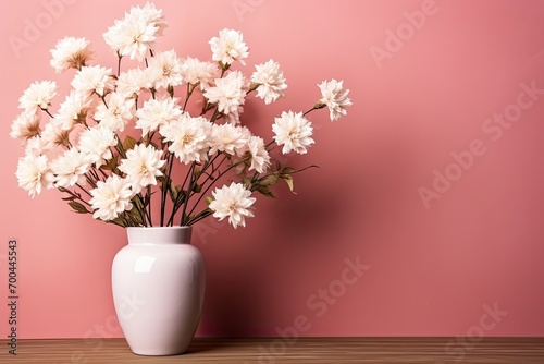 Pink flowers on a pink background, Closeup, Empty place for inspirational text, lovely quote or positive sayings, AI generative.