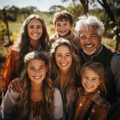 Generational family including seniors, kids and young