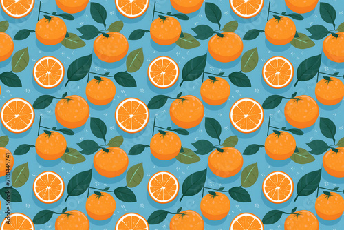 Seamless orange slices pattern, ideal for a vibrant kitchen wallpaper or cheerful citrus-themed textile designs.