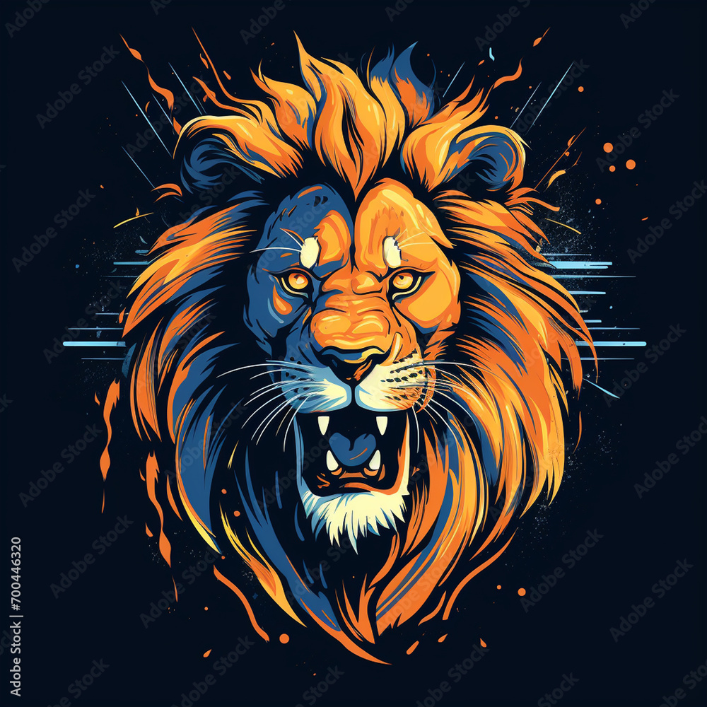 
Image of a lion's head, fierce and cool, can be used as a clothing mascot, sketch, vector, illustration, Generate AI.