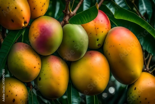 Closeup of mango on tree.4k