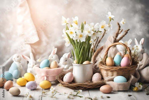 easter eggs and flowers