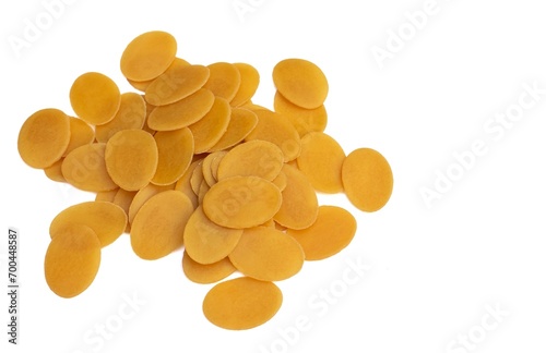 Panipuri or Golgappa Pellets Isolated on White Background with Copy Space, Also Known as Phuchka, Gupchup, Gol Gappa