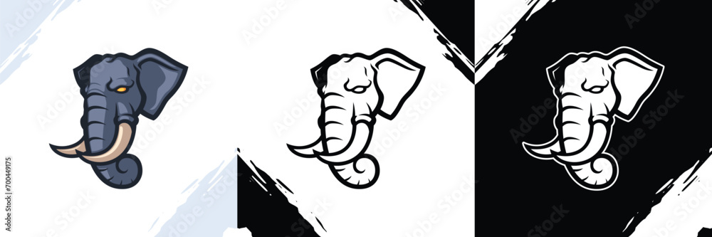 Obraz premium Mighty Elephant Head Set Mascot