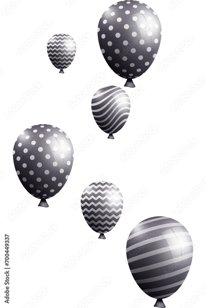 flying helium balloons in black color