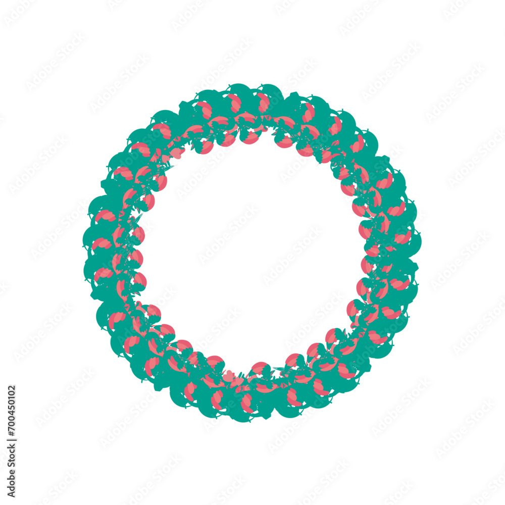 Obraz premium Vector christmas flower and wreath in flat design