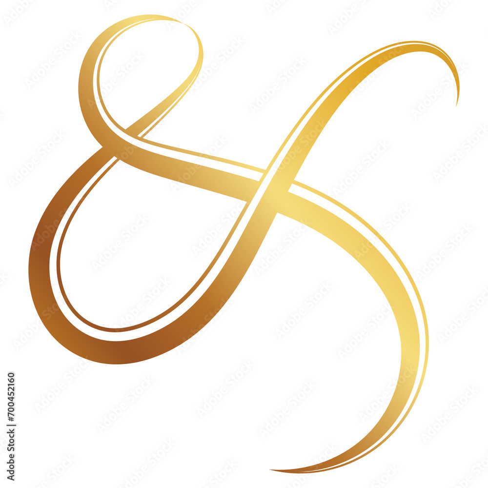 Golden luxury ampersand sign ampersand border for printing invitations