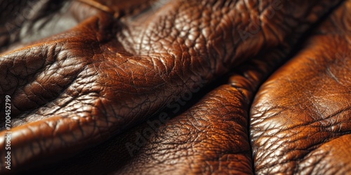 A detailed close-up image of a pair of leather gloves. Versatile and stylish, these gloves are suitable for various occasions