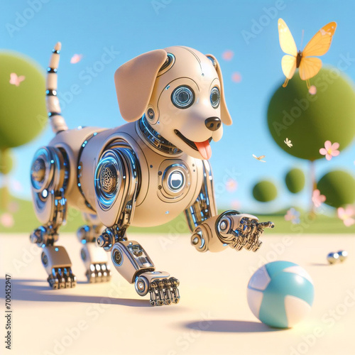 Robot dog animal, Futuristic knight, mechanical robot, future warrior, electronic animal, robot spy, robot puppy photo
