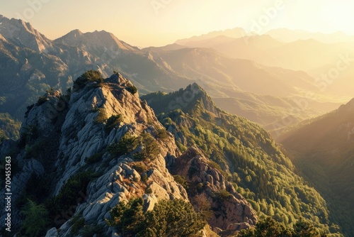 A scenic view of a mountain range with a few trees. Perfect for nature enthusiasts and travel blogs