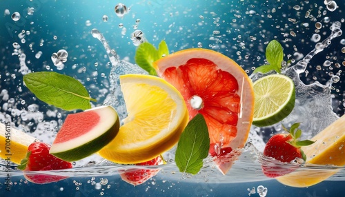fruit in splash water Lemon Splash Delight Vibrant Citrus Infusion © Bilal