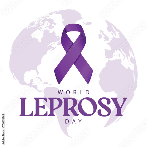 World leprosy day. Vector illustration of purple ribbon. Suitable for templates, web, social media, greeting cards etc