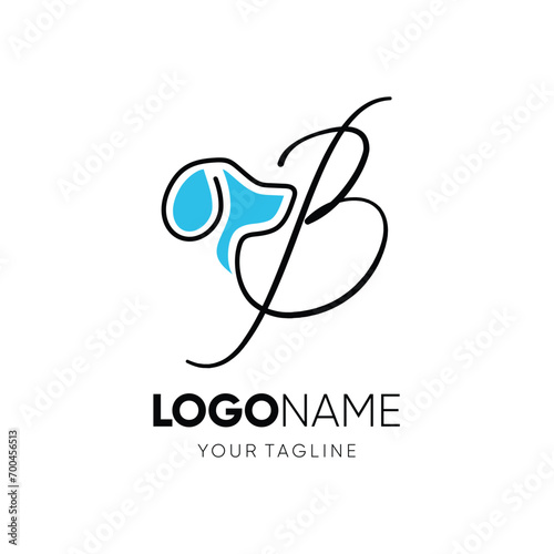 Letter Script B Dog Logo Design Vector Icon Graphic Emblem Illustration 