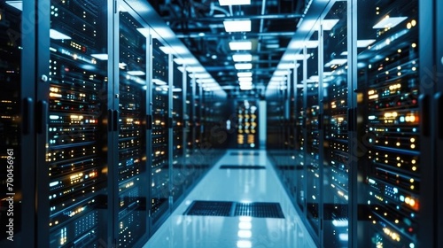 A servers at modern data centre. Generative AI.