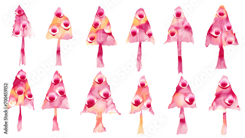 Watercolor Christmas Trees Transparent PNG.