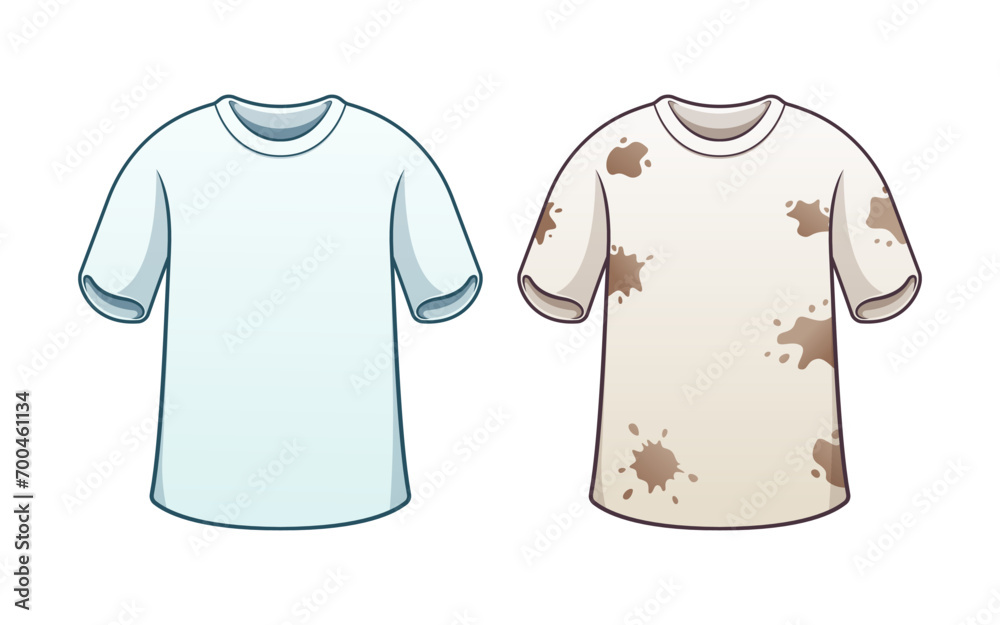 white t-shirt clean and dirty vector isolated on white background