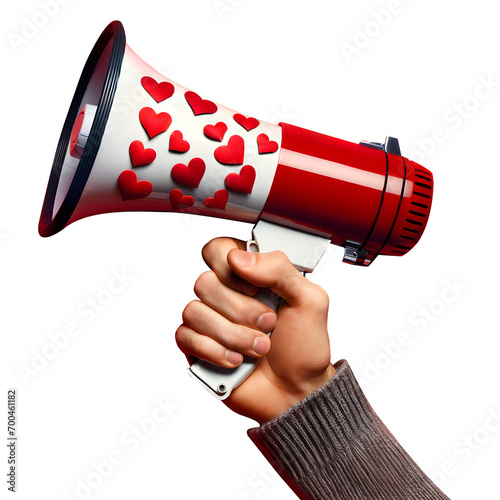 hand holding heart megaphone