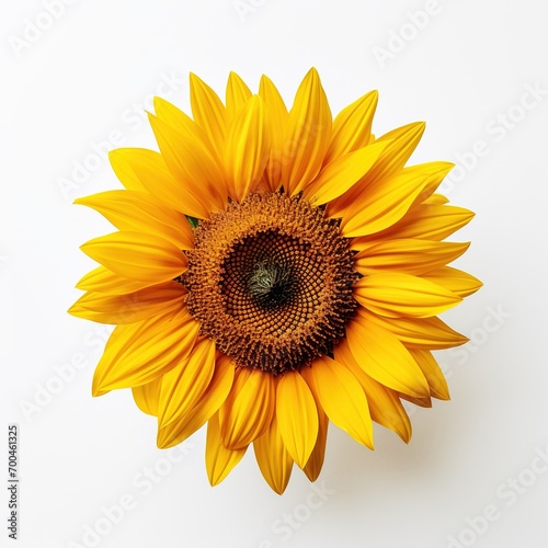 Sunflower with Yellow Petals on White Background. Flower, Petal, Decoration, Plant 